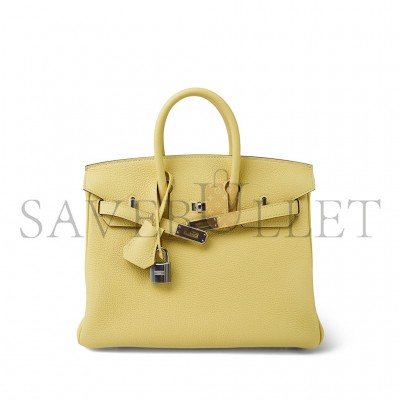 HERMES MASTER BIRKIN 25 TOGO LEATHER LEMON YELLOW SILVER BUCKLE BAG H028369CK1Z (25*20*13cm)