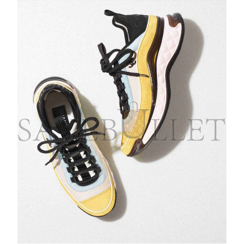 CHANEL SNEAKERS FABRIC & SUEDE CALFSKIN LIGHT BEIGE, YELLOW & LIGHT BLUE G39070 Y55826 K4286 CHANEL SNEAKERS FABRIC & SUEDE CALFSKIN LIGHT BEIGE, YELLOW & LIGHT BLUE G39070 Y55826 K4286