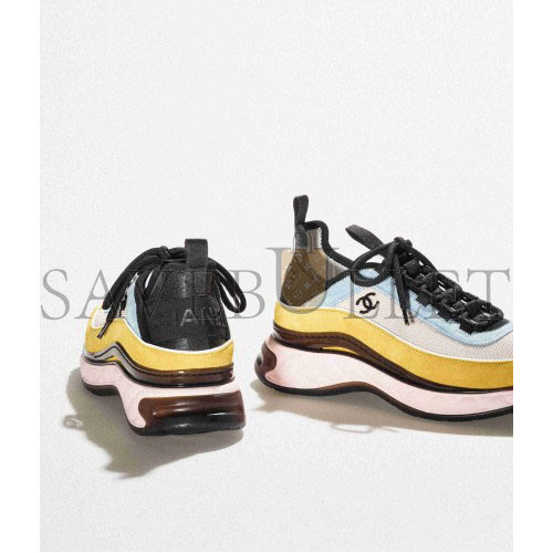 CHANEL SNEAKERS FABRIC & SUEDE CALFSKIN LIGHT BEIGE, YELLOW & LIGHT BLUE G39070 Y55826 K4286 CHANEL SNEAKERS FABRIC & SUEDE CALFSKIN LIGHT BEIGE, YELLOW & LIGHT BLUE G39070 Y55826 K4286