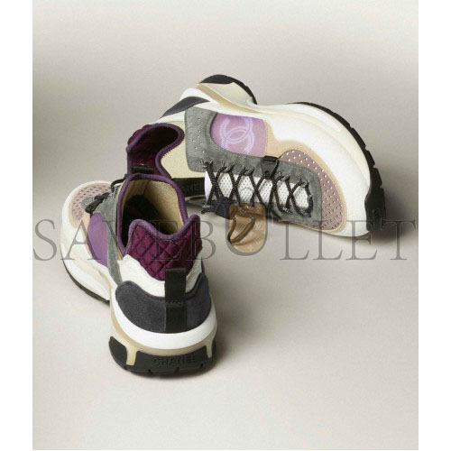 CHANEL SNEAKERS FABRIC, SUEDE CALFSKIN, MESH & FABRIC WHITE, GRAY, PURPLE G39488 Y56142 K4944 CHANEL SNEAKERS FABRIC, SUEDE CALFSKIN, MESH & FABRIC WHITE, GRAY, PURPLE G39488 Y56142 K4944