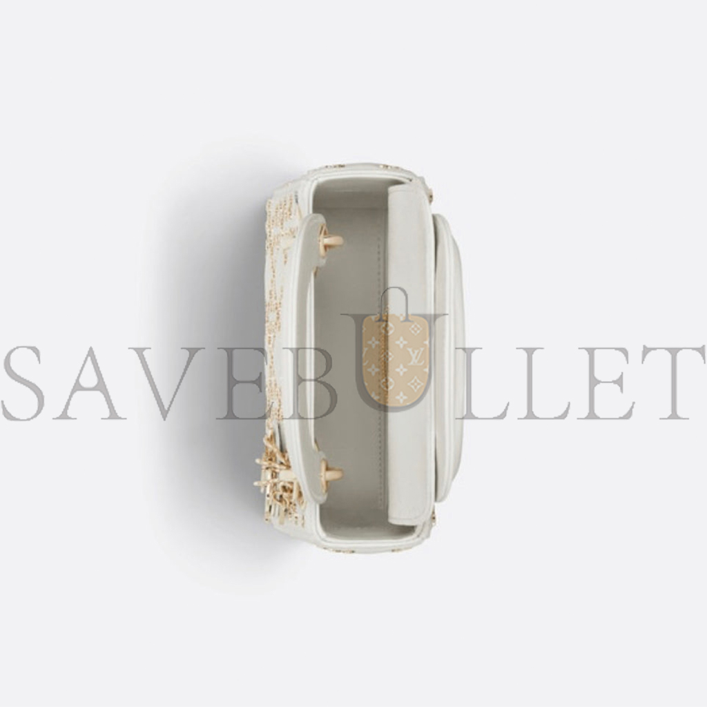 DIOR LAMBSKIN CANNAGE LUCKY STAR STUDDED MINI LADY DIOR WHITE (17*14*8cm) DIOR LAMBSKIN CANNAGE LUCKY STAR STUDDED MINI LADY DIOR WHITE (17*14*8cm)
