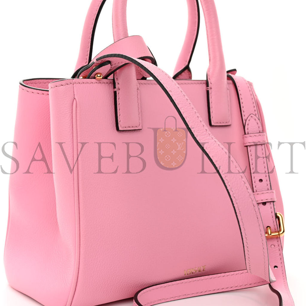 VERSACE GRAINED CALFSKIN SMALL LA MEDUSA CHAIN TOTE BABY PINK (22*17*10cm)