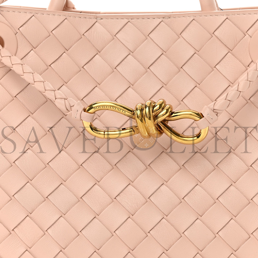 BOTTEGA VENETA NAPPA INTRECCIATO SMALL ANDIAMO SHOULDER BAG NUDE  (25*20*10cm)