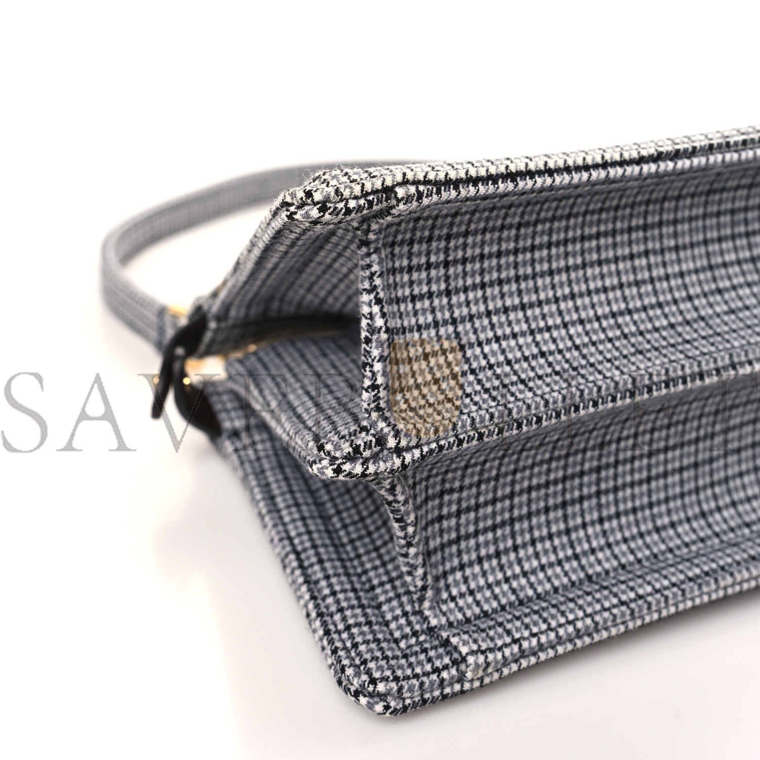 FENDI WOOL FABRIC JACQUARD CUOIO SMALL HOUNDSTOOTH FF 1974 PETITE PEEKABOO I SEE U SATCHEL GRIGIO ANTHRACITE (20*15*11cm)