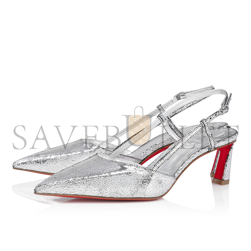 CHRISTIAN LOUBOUTIN CONDOROLINE 55 MM SLING BACK PUMPS-MANOIR LAMINATED CALF LEATHER-SILVER-WOMEN 1250280S211 CHRISTIAN LOUBOUTIN CONDOROLINE 55 MM SLING BACK PUMPS-MANOIR LAMINATED CALF LEATHER-SILVER-WOMEN 1250280S211