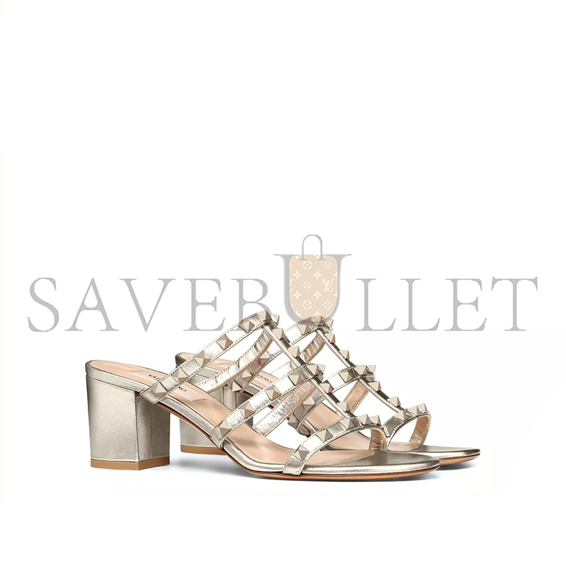 VALENTINO ROCKSTUD METALLIC CALFSKIN LEATHER SLIDE SANDAL 60 MM 5W2S0C47JXH_S69 VALENTINO ROCKSTUD METALLIC CALFSKIN LEATHER SLIDE SANDAL 60 MM 5W2S0C47JXH_S69