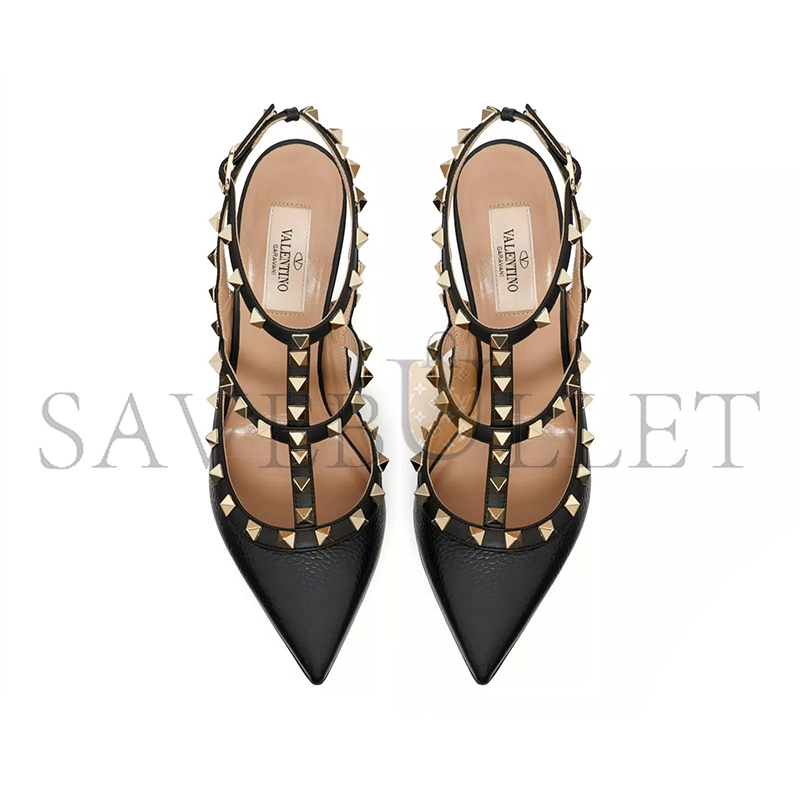VALENTINO ROCKSTUD GRAINY LEATHER ANKLE STRAP PUMP 100 MM 5W2S0393VCE_0NO VALENTINO ROCKSTUD GRAINY LEATHER ANKLE STRAP PUMP 100 MM 5W2S0393VCE_0NO