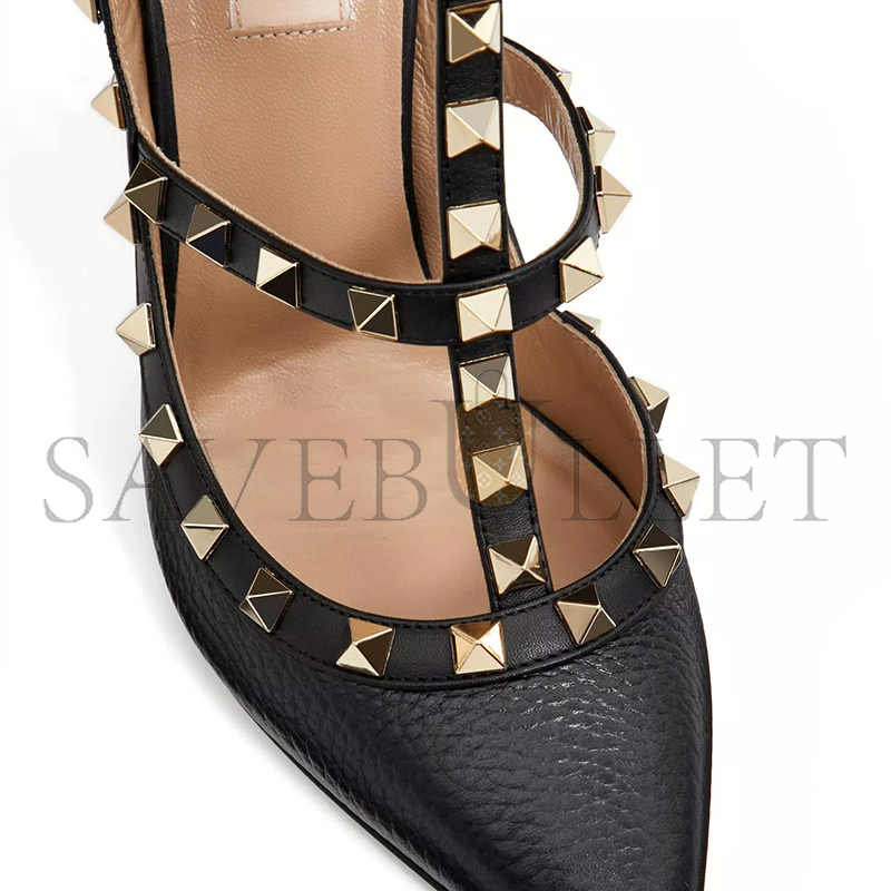 VALENTINO ROCKSTUD GRAINY LEATHER ANKLE STRAP PUMP 100 MM 5W2S0393VCE_0NO VALENTINO ROCKSTUD GRAINY LEATHER ANKLE STRAP PUMP 100 MM 5W2S0393VCE_0NO
