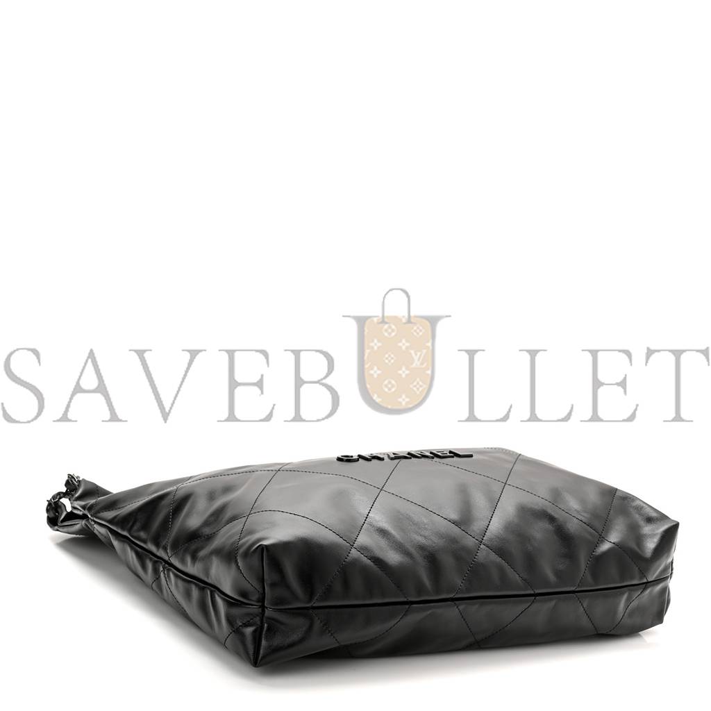 CHANEL SHINY CALFSKIN QUILTED CHANEL 22 SO BLACK BLACK HARDWARE (37*35*7cm)