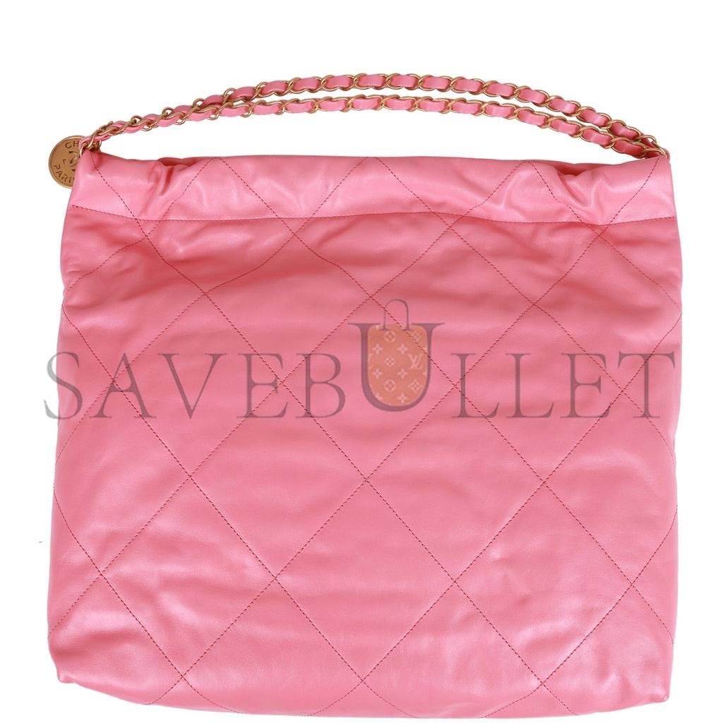 CHANEL SMALL 22 BAG PINK CALFSKIN GOLD HARDWARE (30*28*8cm)