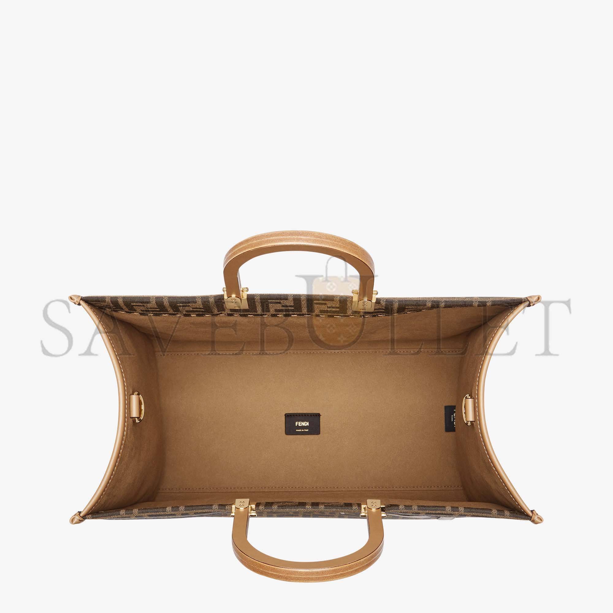 FENDI SUNSHINE LARGE - BROWN FF JACQUARD FABRIC SHOPPER 8BH372ALVYF1GE3 (40.5*35*21.5cm)