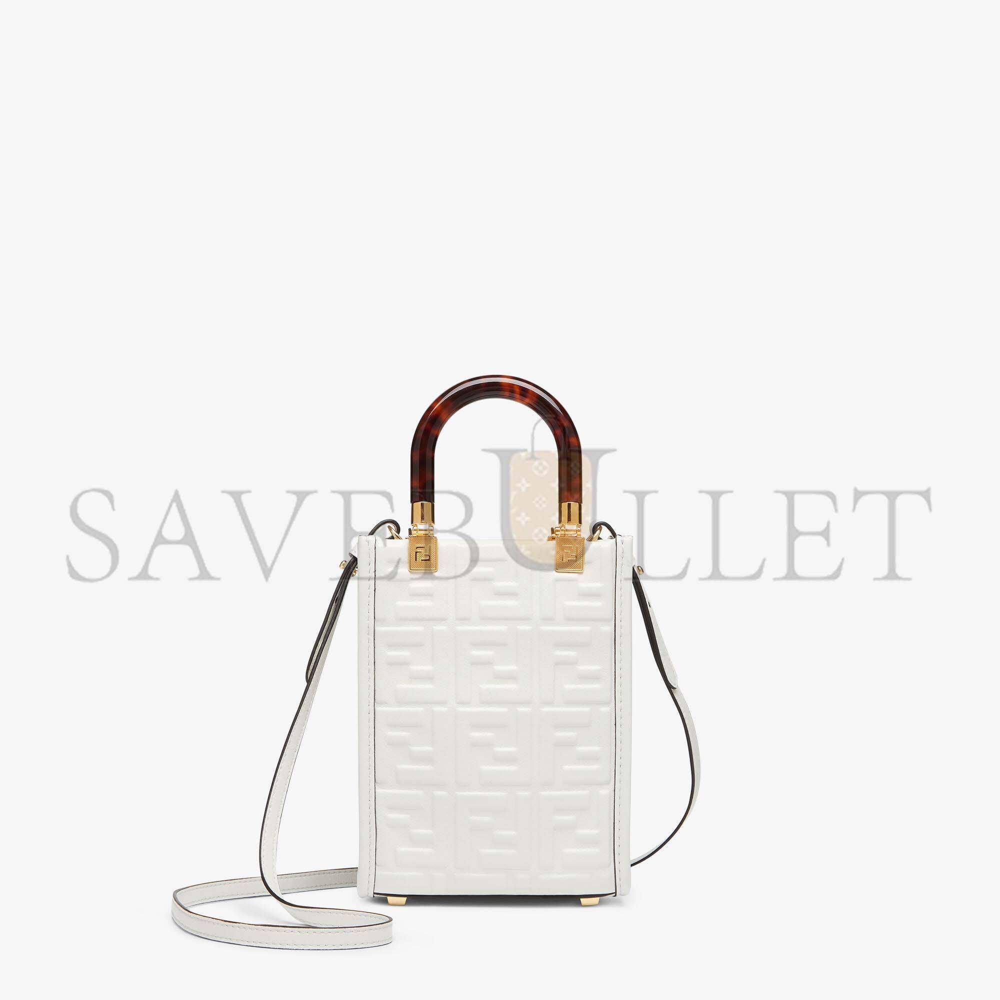 FENDI MINI SUNSHINE SHOPPER - WHITE LEATHER MINI BAG 8BS051AMCIF0QVL (18*13*6.5cm)