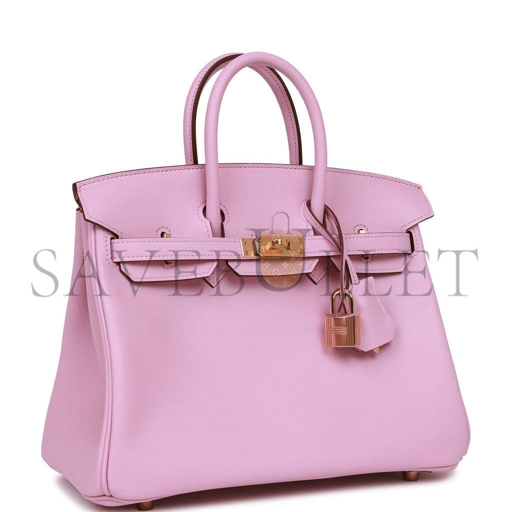 HERMES BIRKIN 25 MAUVE SYLVESTRE SWIFT ROSE GOLD HARDWARE HANDMADE (25cm)