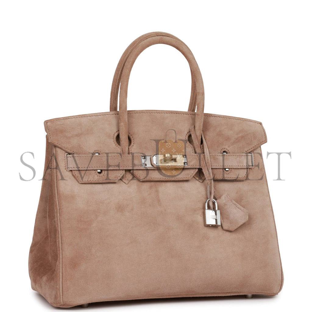 HERMES VINTAGE HERMES BIRKIN 30 GRIS PERLE DOBLIS PALLADIUM HARDWARE (30*22*16cm)