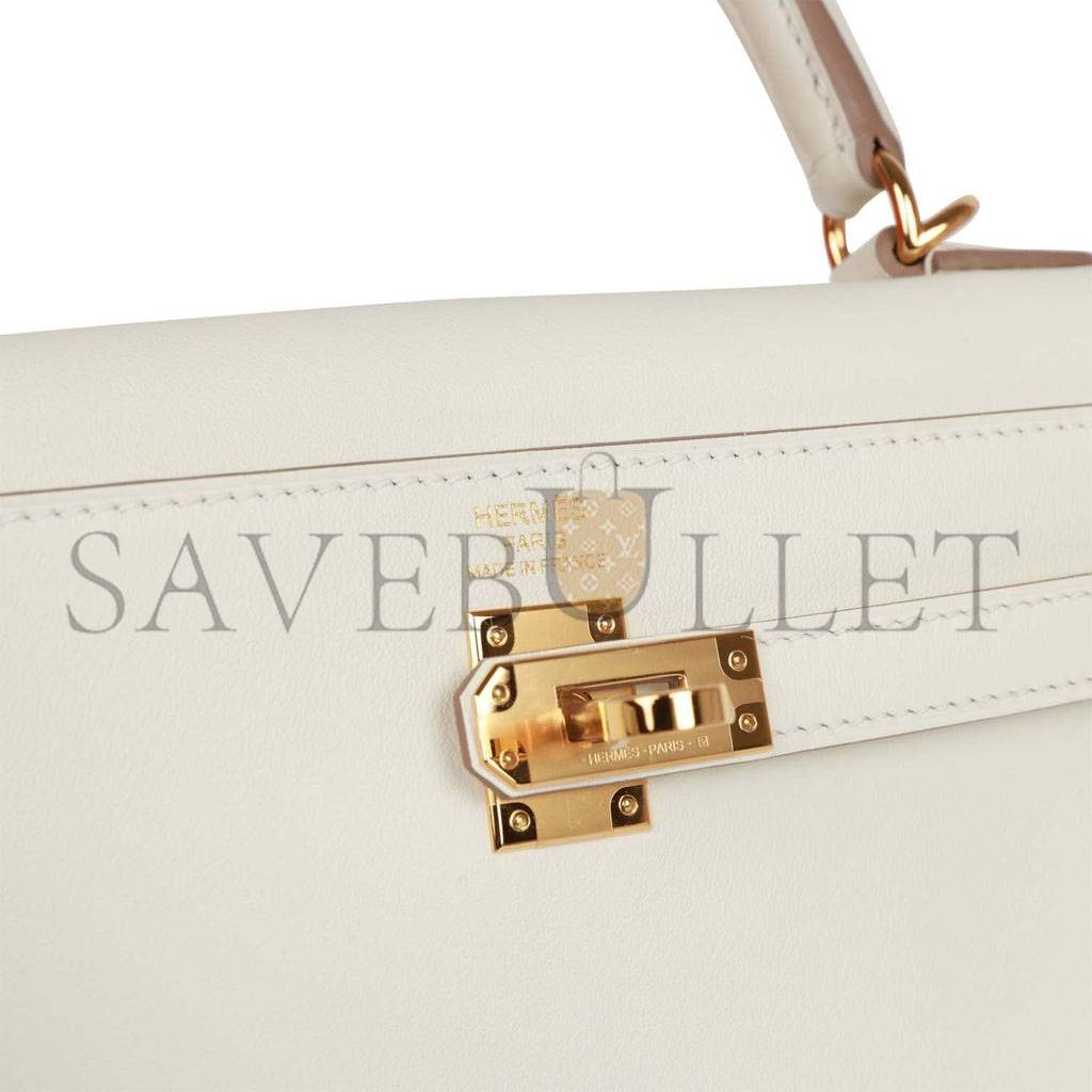 HERMES KELLY RETOURNE 25 MUSHROOM SWIFT GOLD HARDWARE HANDMADE (25*17*7cm)