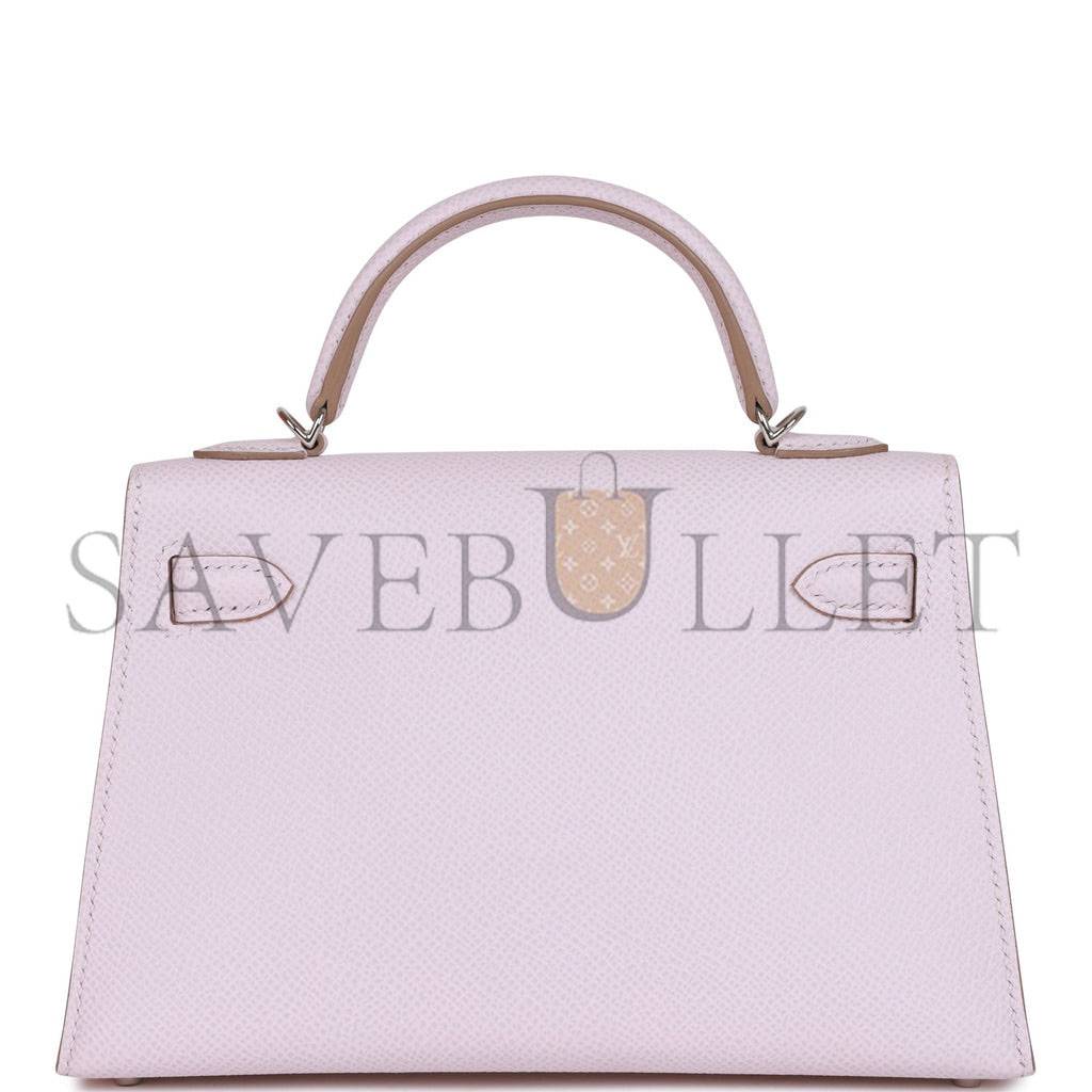 HERMES MINI KELLY SELLIER 20 MAUVE PALE EPSOM PALLADIUM HARDWARE (19*12*5.5cm)