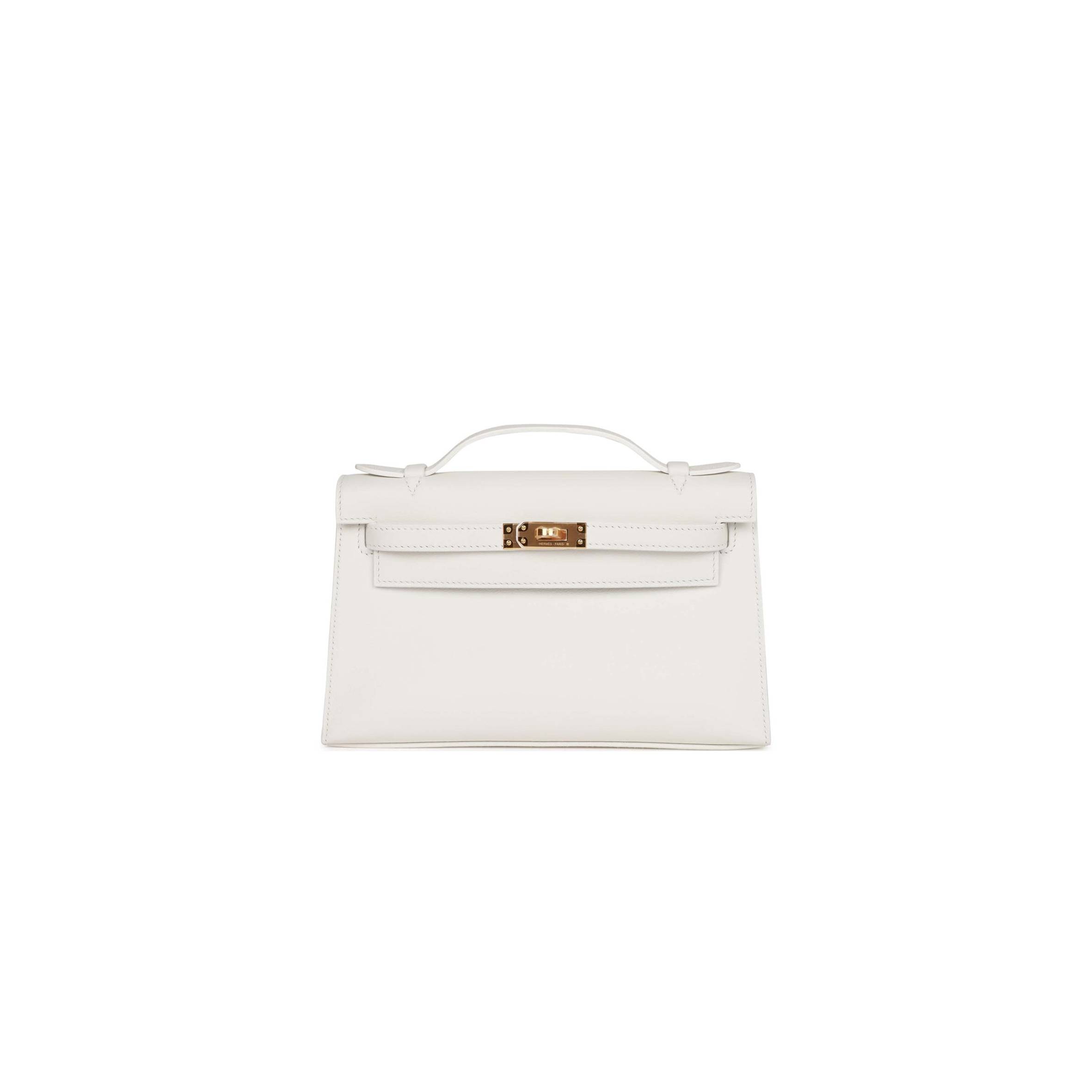 HERMES MINI KELLY POCHETTE WHITE SWIFT GOLD HARDWARE  (22*14*7cm)