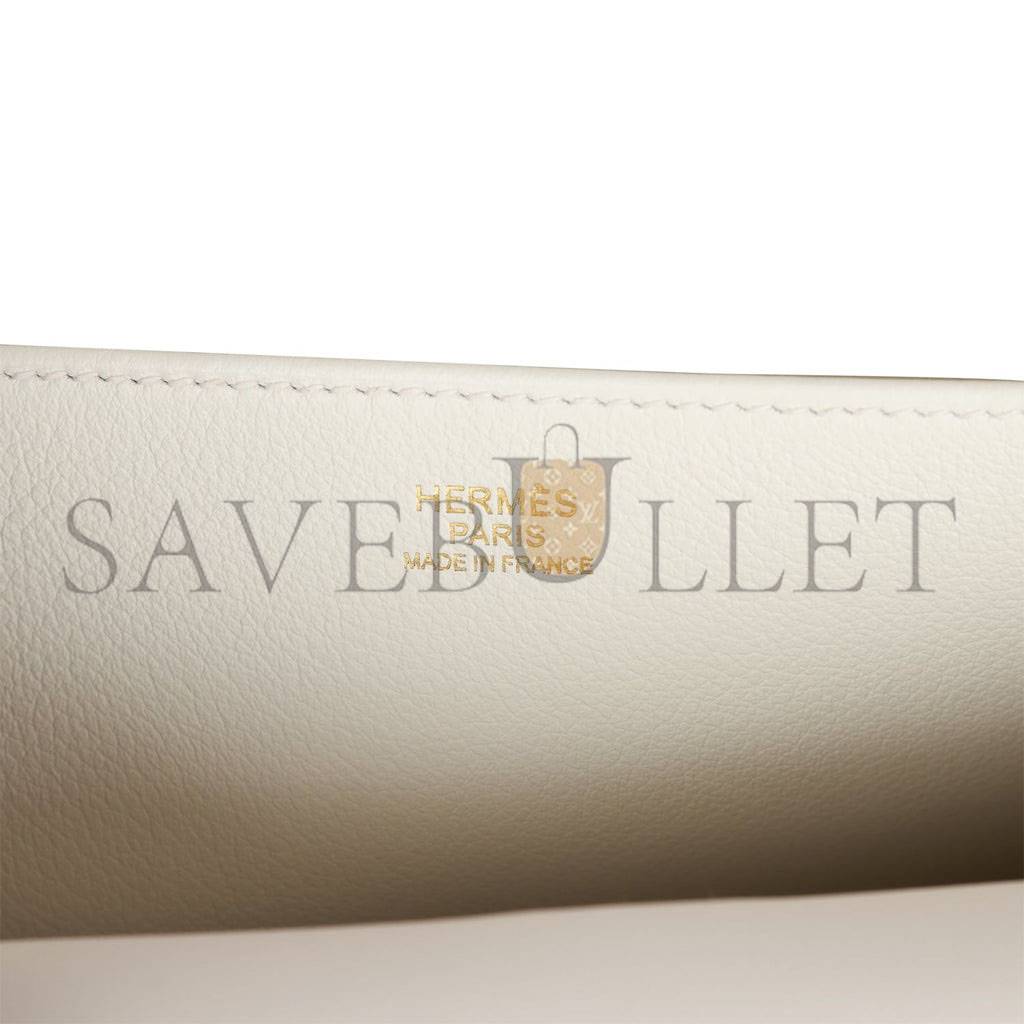 HERMES HALZAN 25 WHITE EVERCOLOR GOLD HARDWARE (25cm)