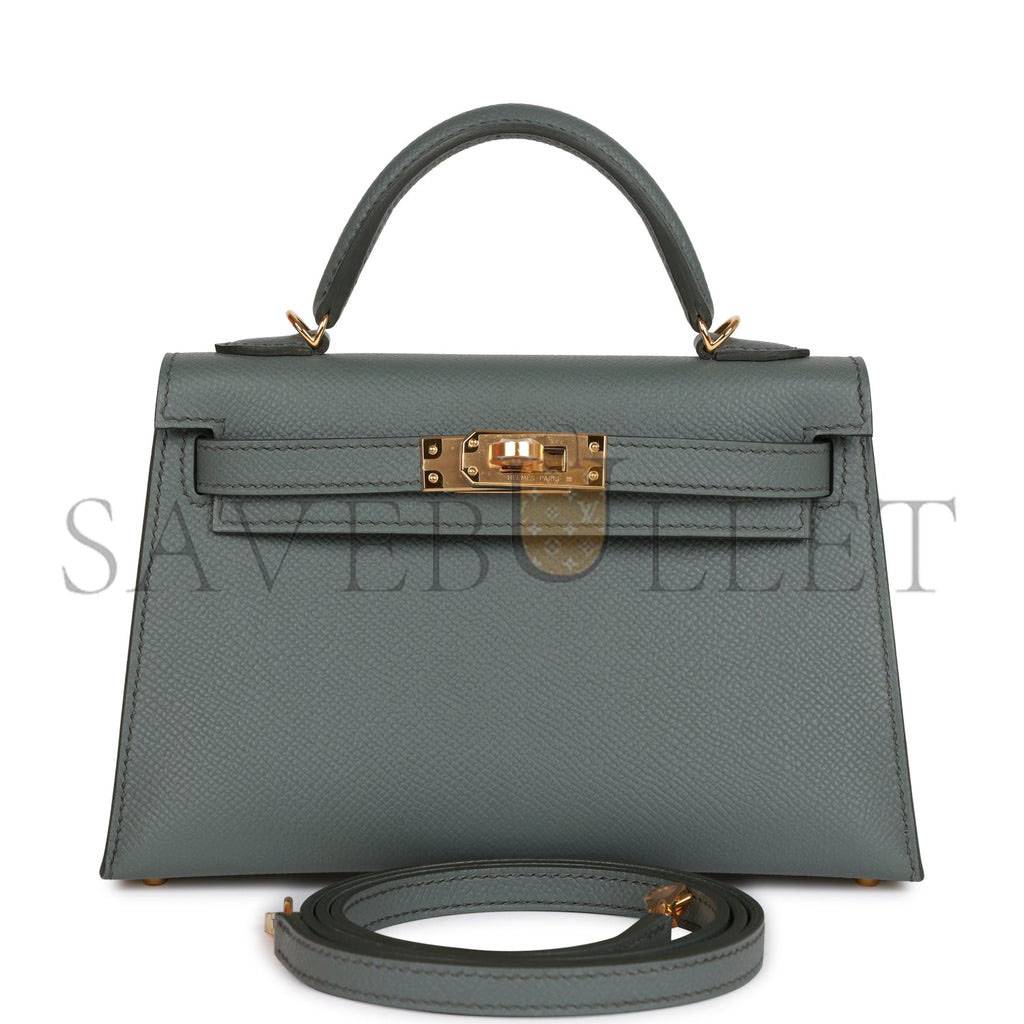 HERMES MINI KELLY SELLIER 20 VERT AMANDE EPSOM GOLD HARDWARE (19*12*5.5cm)