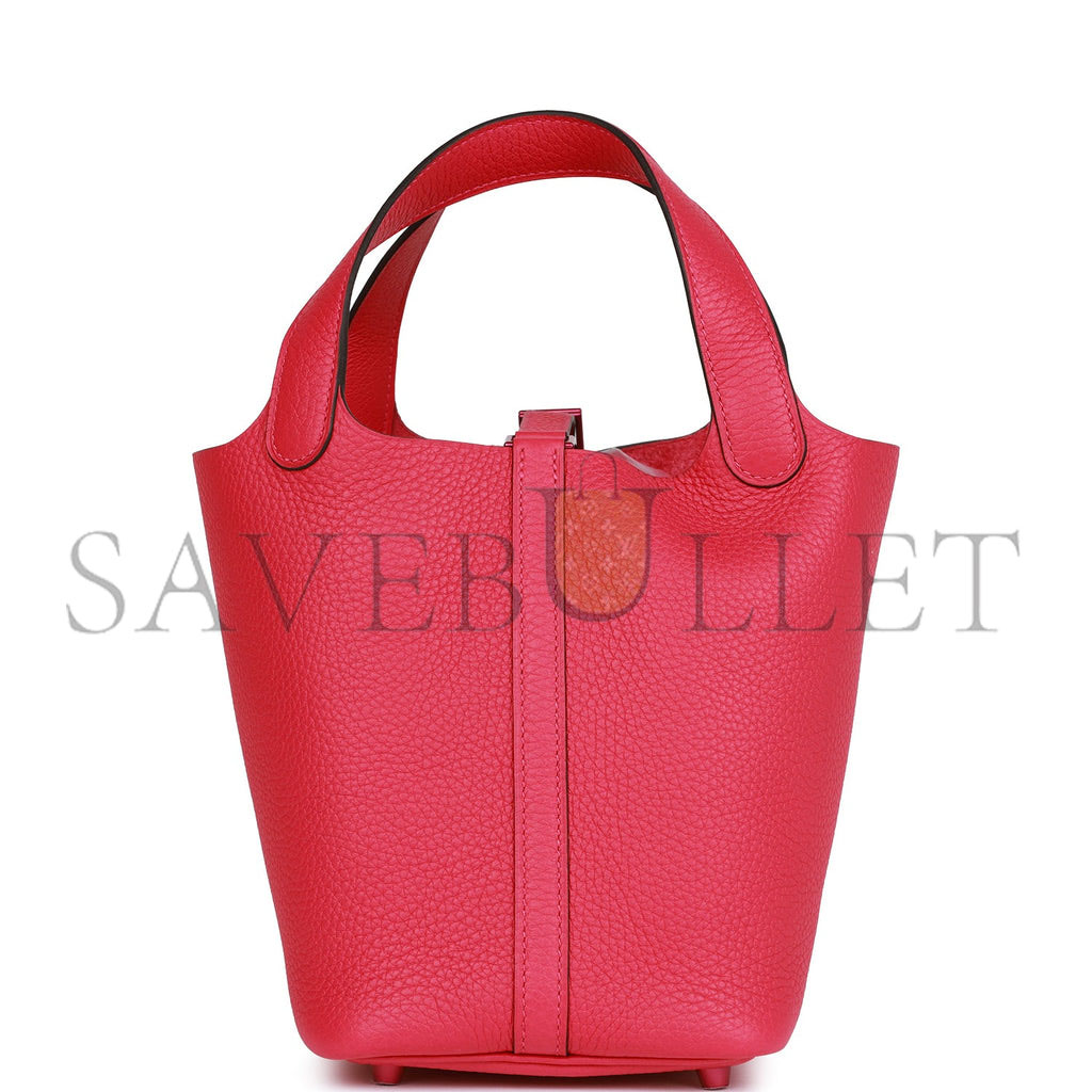 HERMES MONOCHROME PICOTIN 18 ROSE MEXICO CLEMENCE PINK HARDWARE  (18*12*19cm)