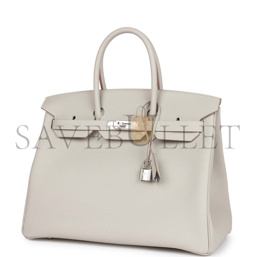 HERMES BIRKIN 35 GRIS PERLE TOGO PALLADIUM HARDWARE 39882110468190 (35cm)