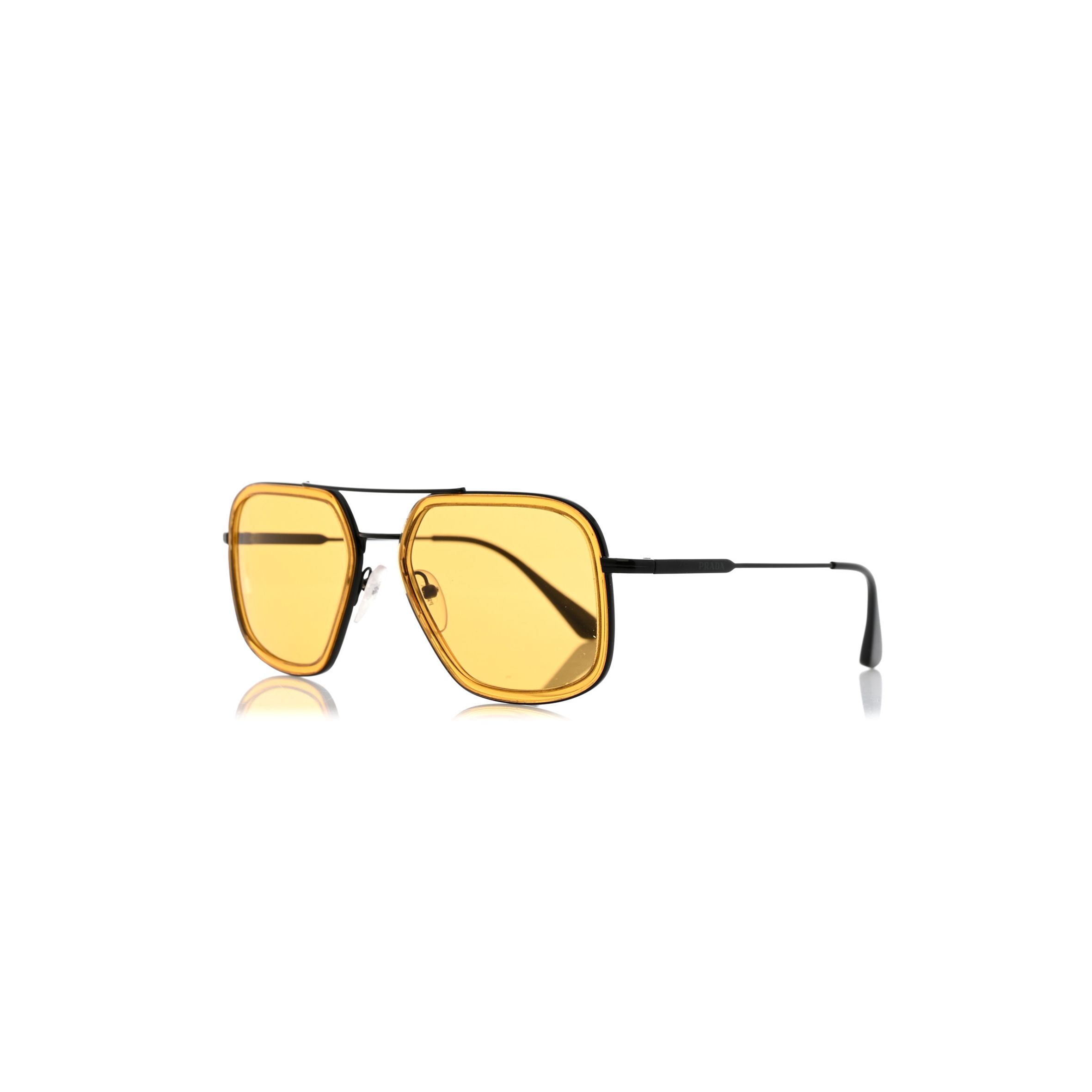 PRADA AVIATOR SUNGLASSES SPR 57X BLACK YELLOW