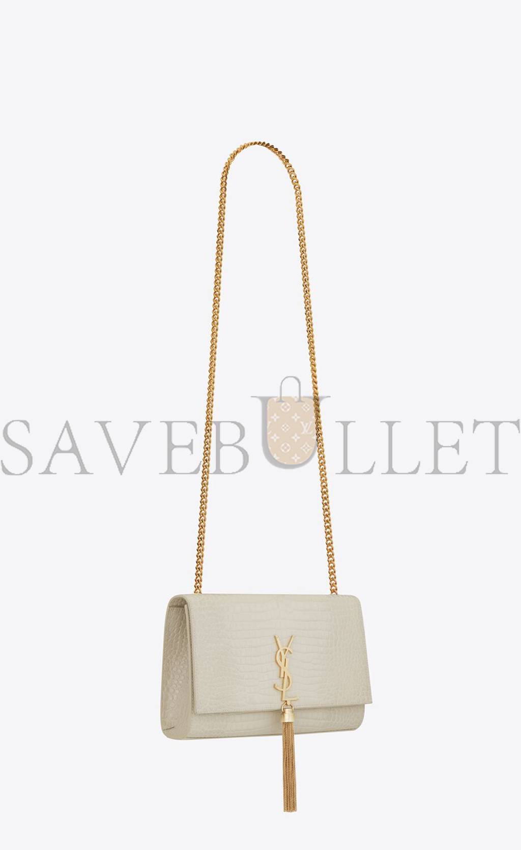 YSL KATE MEDIUM CHAIN BAG WITH TASSEL IN CROCODILE-EMBOSSED SHINY LEATHER 354119DND0J9207 (24*14.5*5.5cm)