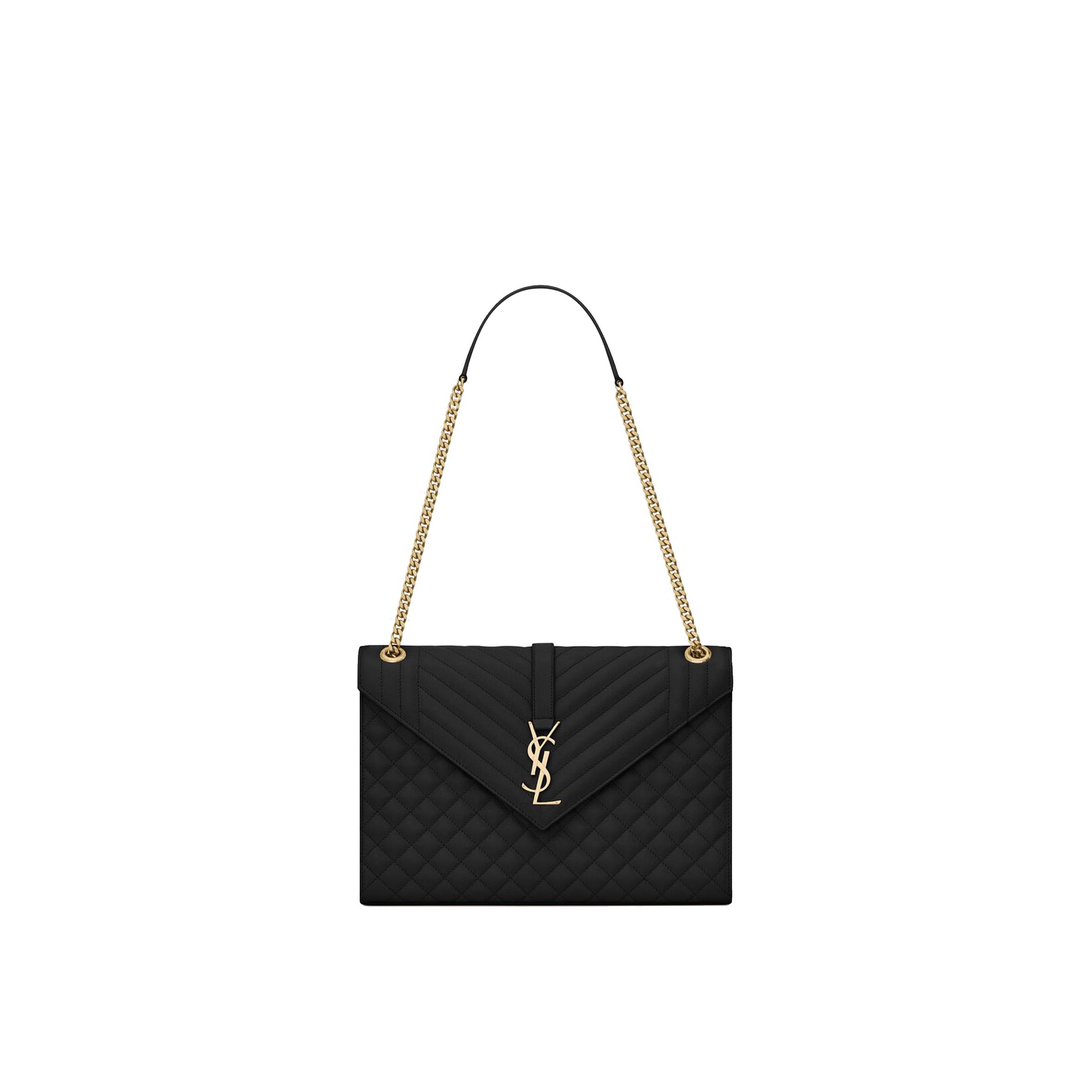 YSL ENVELOPE LARGE BAG IN MIX MATELASS&EACUTE; GRAIN DE POUDRE EMBOSSED LEATHER 600166BOW911000 (31*22*7.5cm)