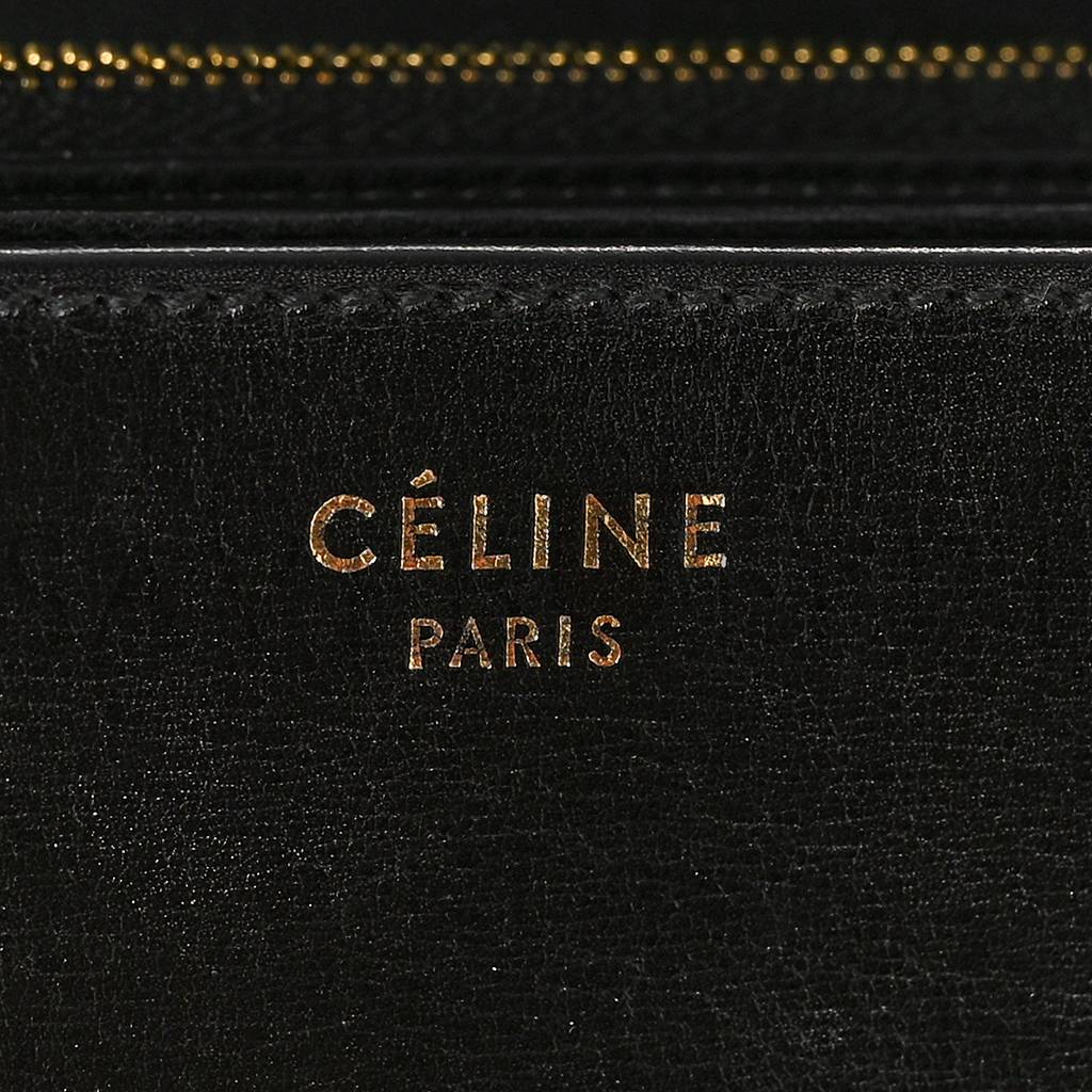 CELINE BOX CALFSKIN MEDIUM CLASSIC BOX FLAP BAG BLACK (23*18*7cm)