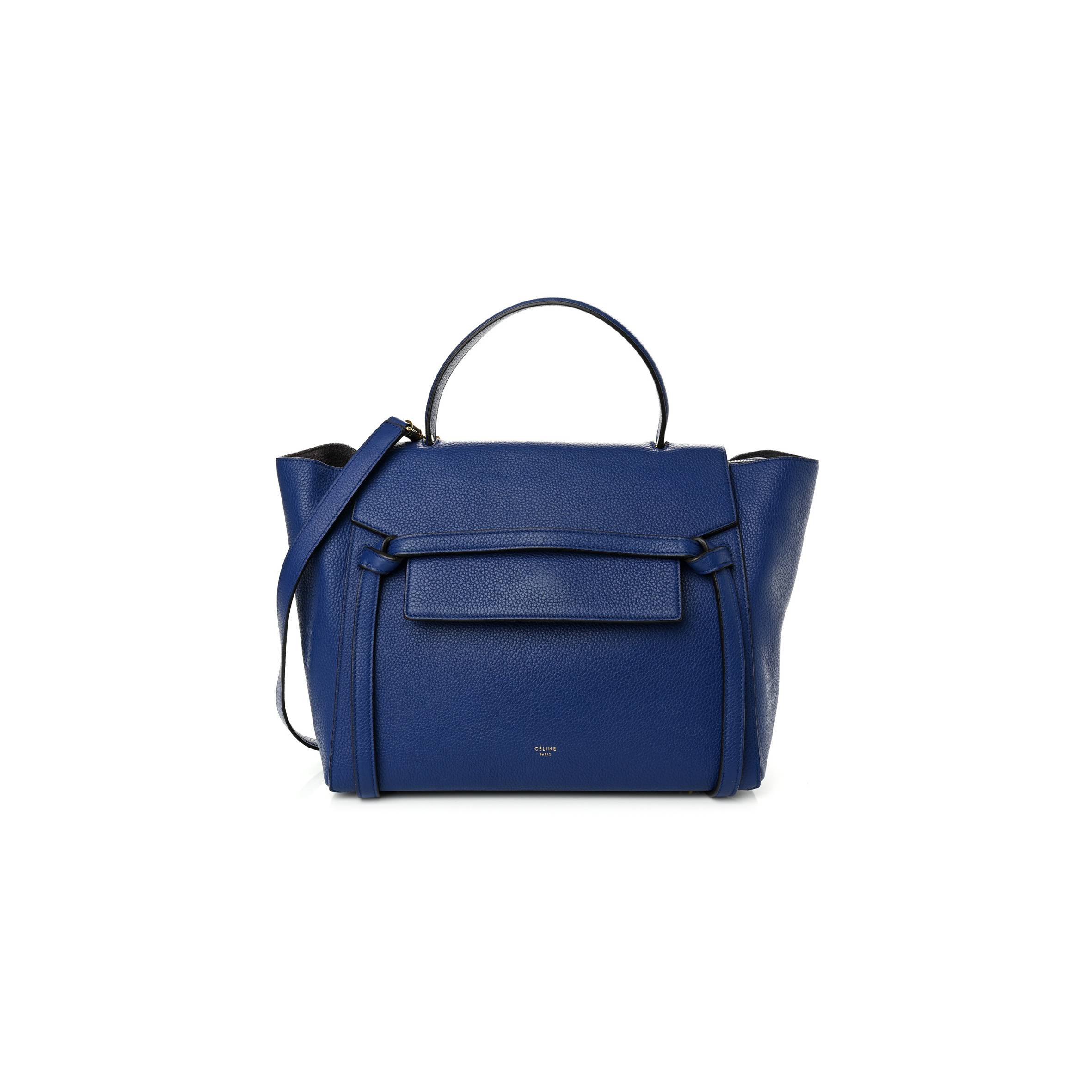 CELINE GRAINED CALFSKIN MINI BELT BAG INDIGO (28*23*16cm)