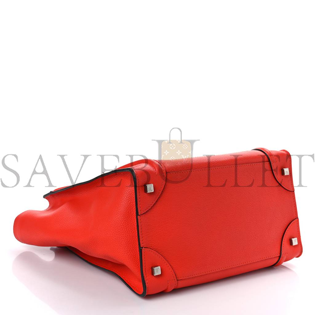 CELINE DRUMMED CALFSKIN MINI LUGGAGE VERMILLION (30*30*18cm)