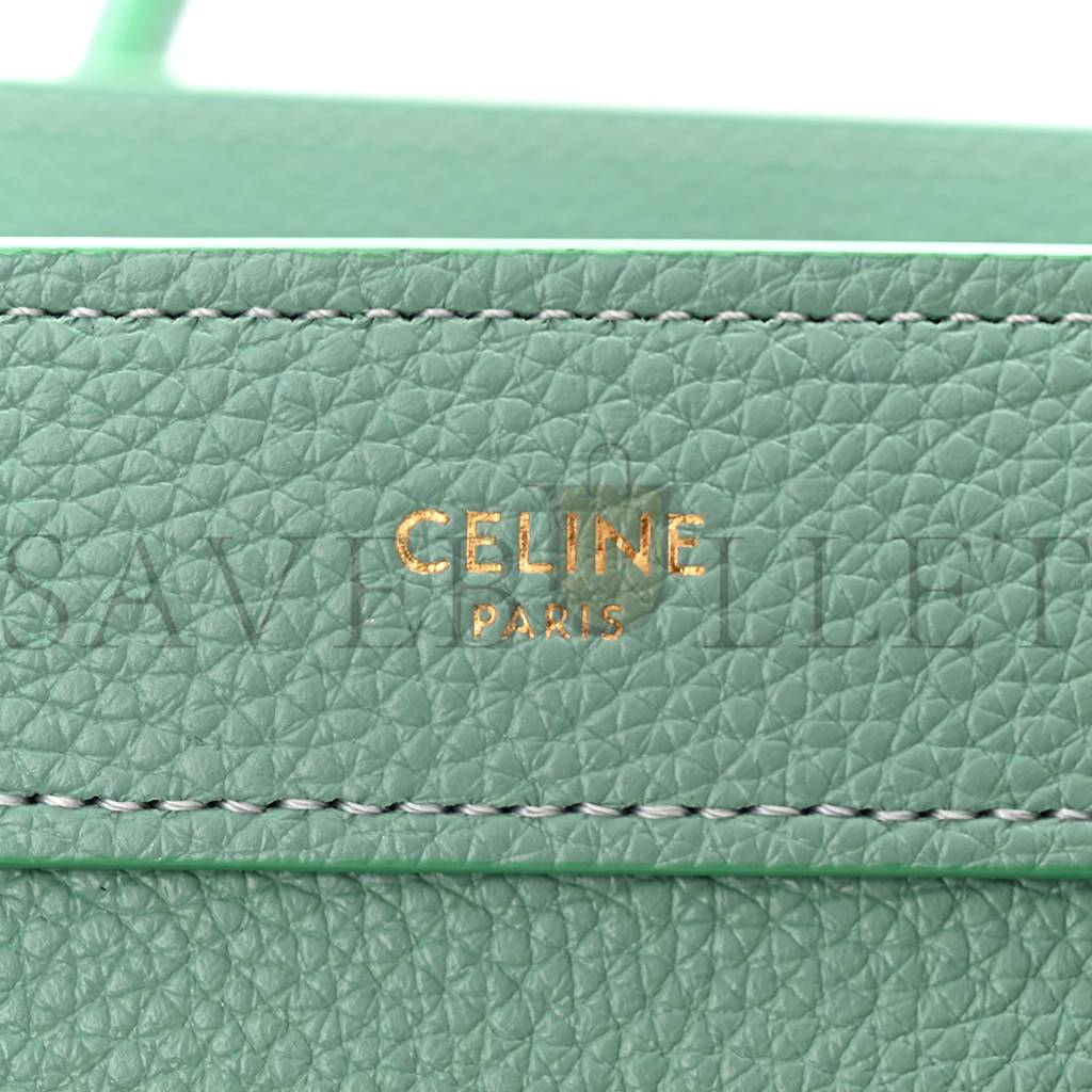 CELINE DRUMMED CALFSKIN NANO LUGGAGE CELADON (21*20*10cm)