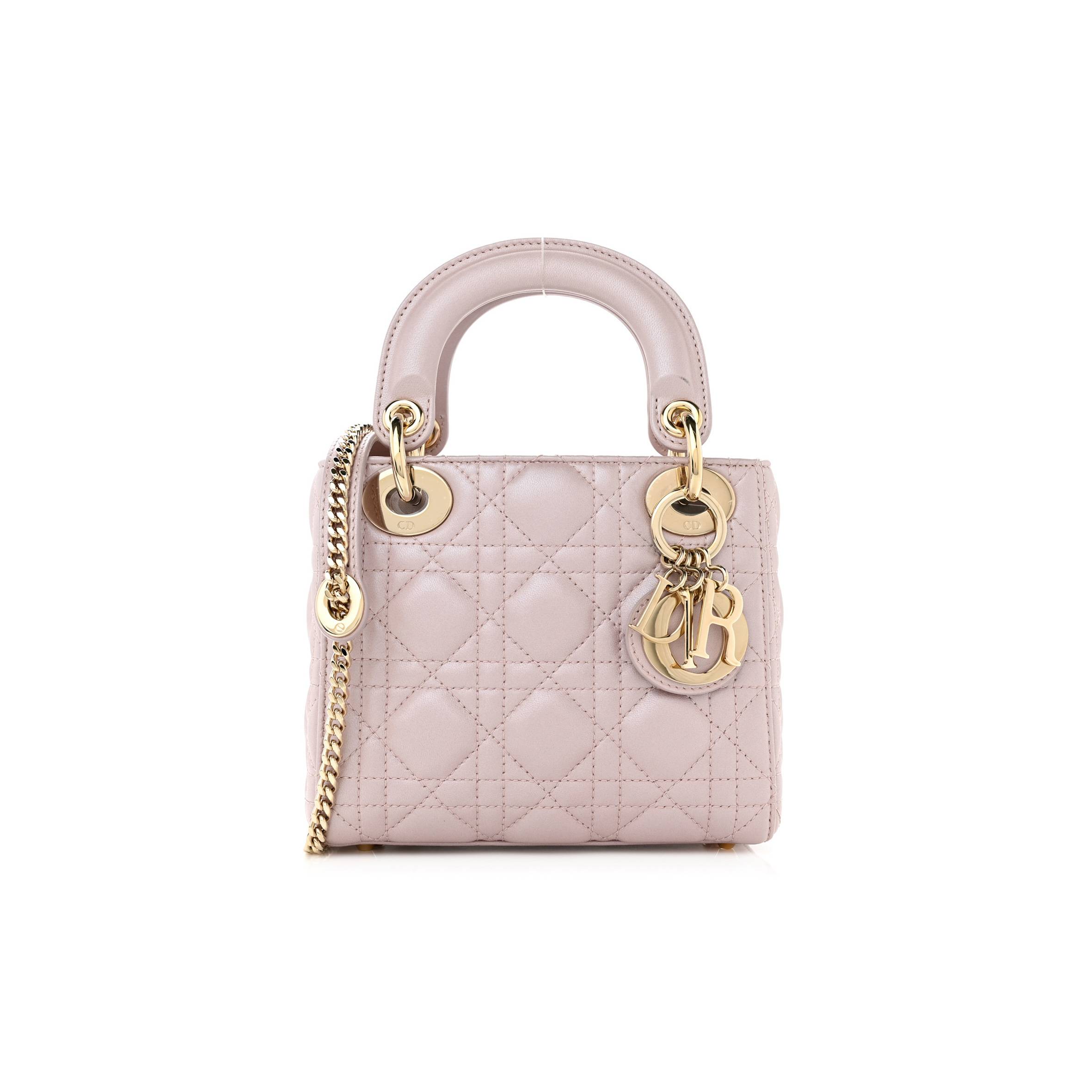 DIOR METALLIC LAMBSKIN CANNAGE MINI LADY DIOR LOTUS (17*15*7.6cm) DIOR METALLIC LAMBSKIN CANNAGE MINI LADY DIOR LOTUS (17*15*7.6cm)
