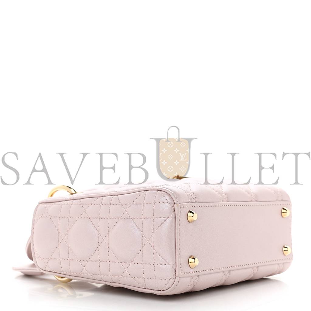 DIOR METALLIC LAMBSKIN CANNAGE MINI LADY DIOR LOTUS (17*15*7.6cm) DIOR METALLIC LAMBSKIN CANNAGE MINI LADY DIOR LOTUS (17*15*7.6cm)