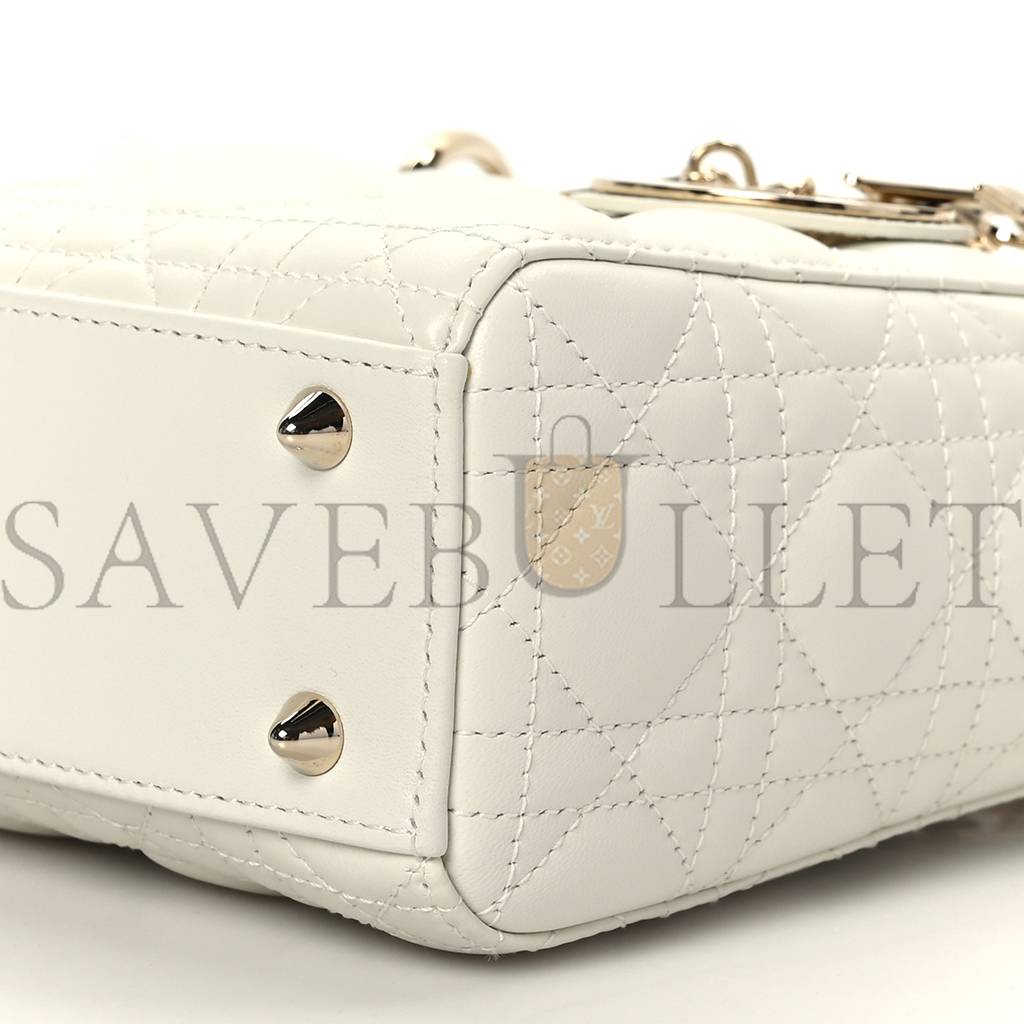 DIOR LAMBSKIN CANNAGE SMALL MY ABCDIOR LADY DIOR WHITE (20*18*8.9cm)