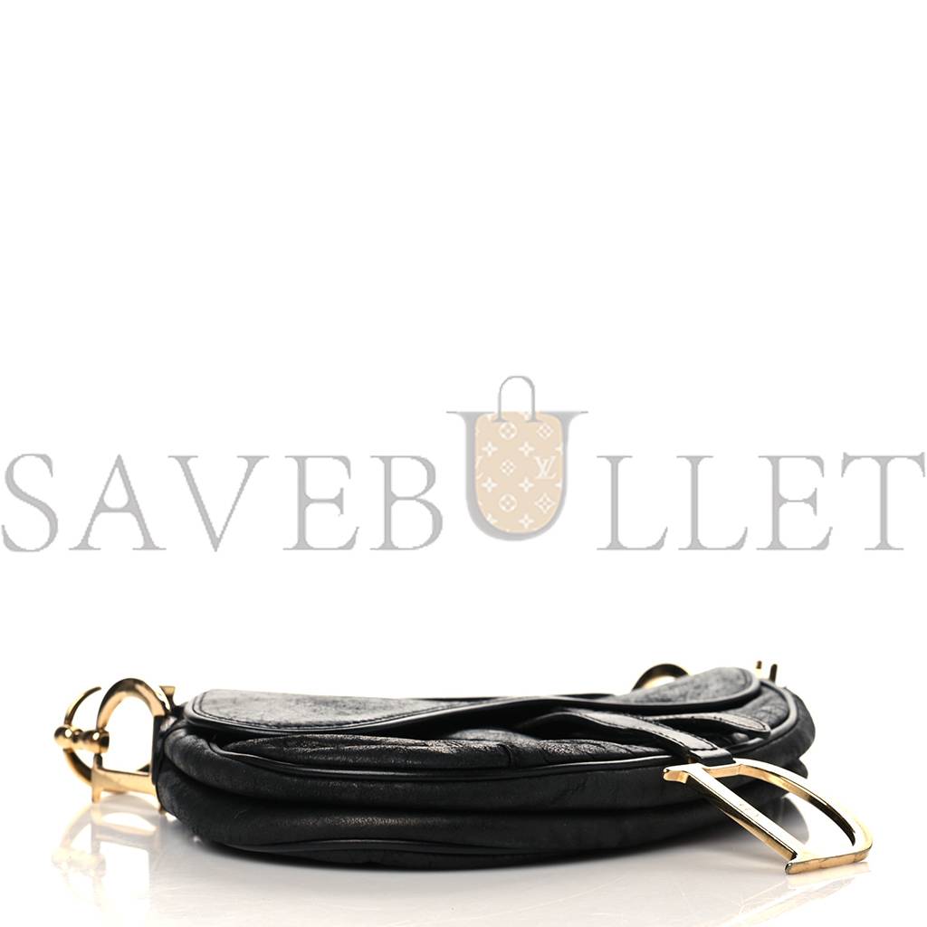DIOR SHINY GOATSKIN SADDLE BAG BLACK (25*19*3.8cm) DIOR SHINY GOATSKIN SADDLE BAG BLACK (25*19*3.8cm)