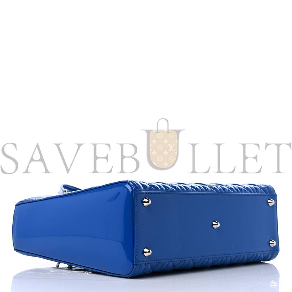 DIOR PATENT CANNAGE LARGE LADY DIOR BLUE (32*25*11.4cm) DIOR PATENT CANNAGE LARGE LADY DIOR BLUE (32*25*11.4cm)