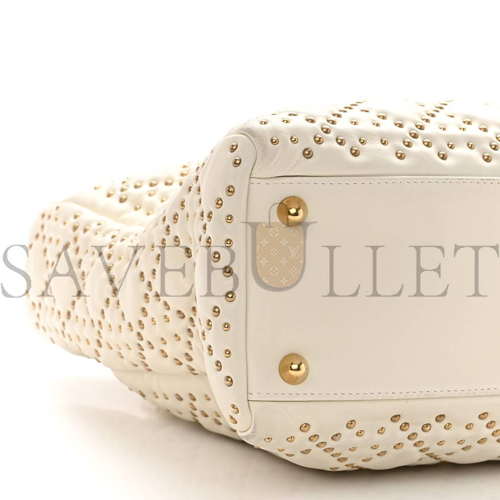 DIOR LAMBSKIN CANNAGE STUDDED LARGE SUPPLE LADY DIOR WHITE (30*25*11.4cm) DIOR LAMBSKIN CANNAGE STUDDED LARGE SUPPLE LADY DIOR WHITE (30*25*11.4cm)