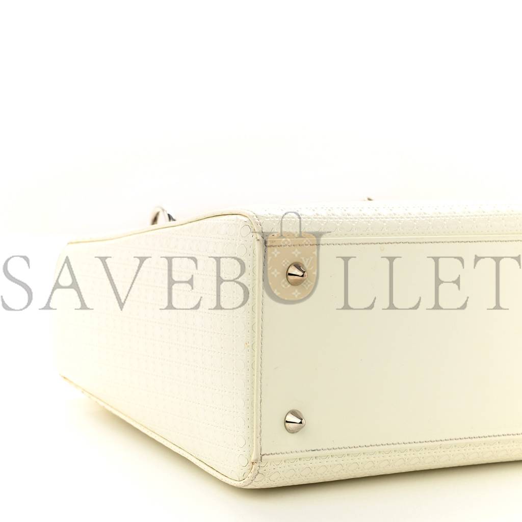 DIOR PATENT MICRO-CANNAGE MEDIUM LADY DIOR WHITE (24*21*12.1cm)