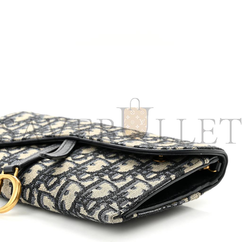 DIOR OBLIQUE SADDLE CHAIN WALLET BLUE (19*12*1.9cm) DIOR OBLIQUE SADDLE CHAIN WALLET BLUE (19*12*1.9cm)