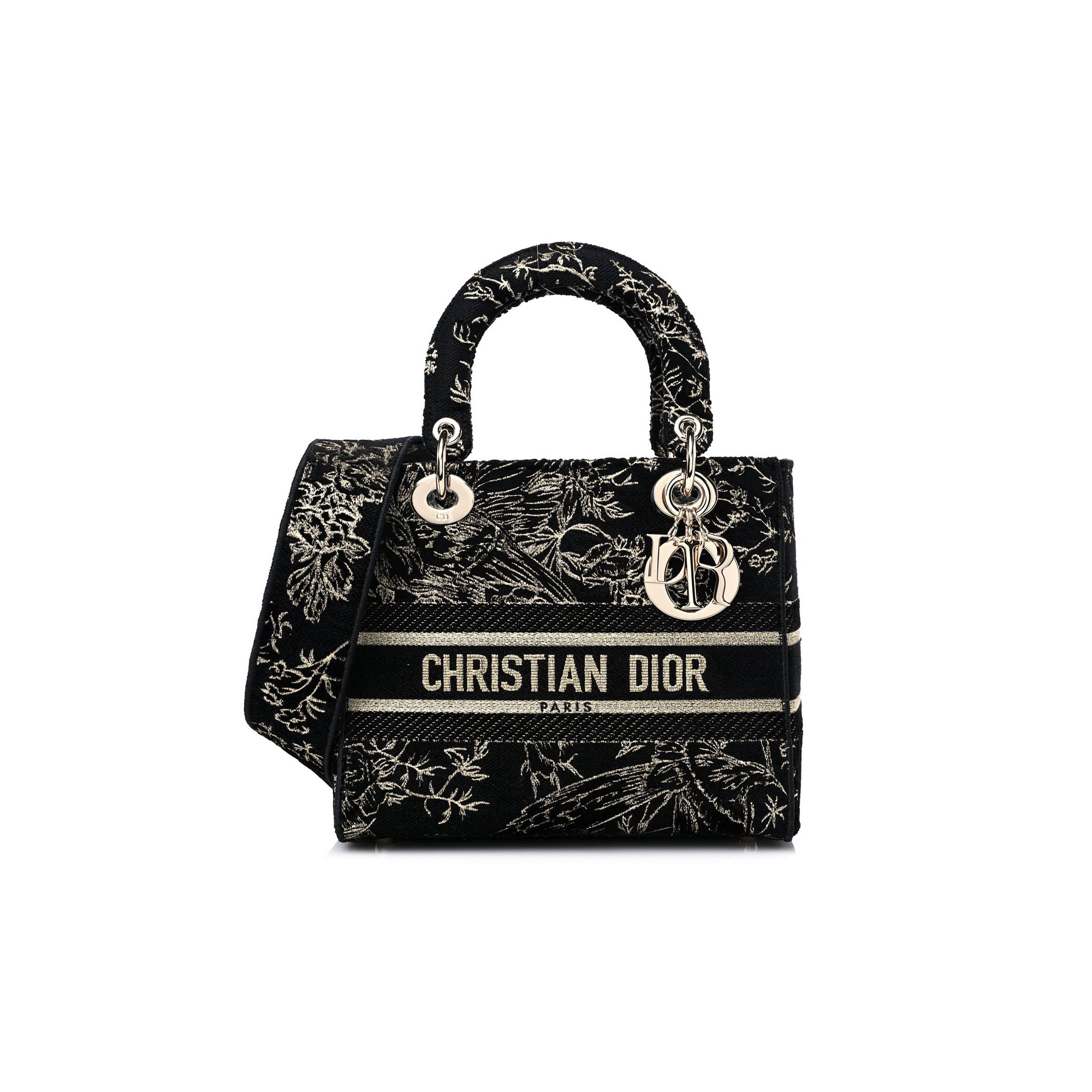 DIOR CANVAS EMBROIDERED JARDIN D'HIVER MEDIUM LADY D-LITE BLUE (23*20*12.1cm) DIOR CANVAS EMBROIDERED JARDIN D'HIVER MEDIUM LADY D-LITE BLUE (23*20*12.1cm)