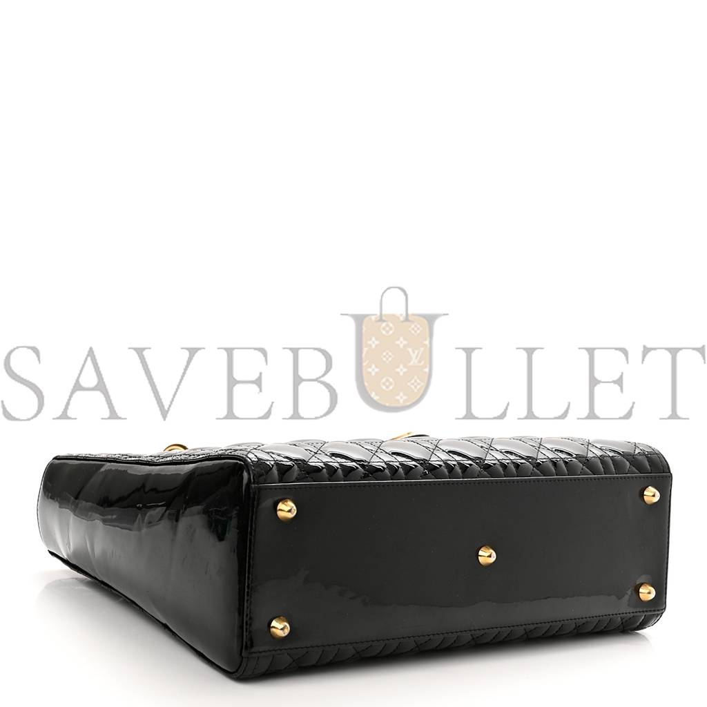 DIOR PATENT CANNAGE LARGE LADY DIOR BLACK (32*25*11.4cm) DIOR PATENT CANNAGE LARGE LADY DIOR BLACK (32*25*11.4cm)