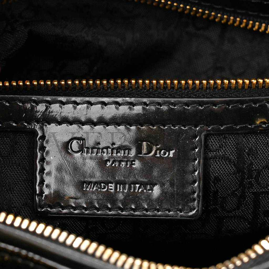 DIOR PATENT CANNAGE LARGE LADY DIOR BLACK (32*25*11.4cm) DIOR PATENT CANNAGE LARGE LADY DIOR BLACK (32*25*11.4cm)