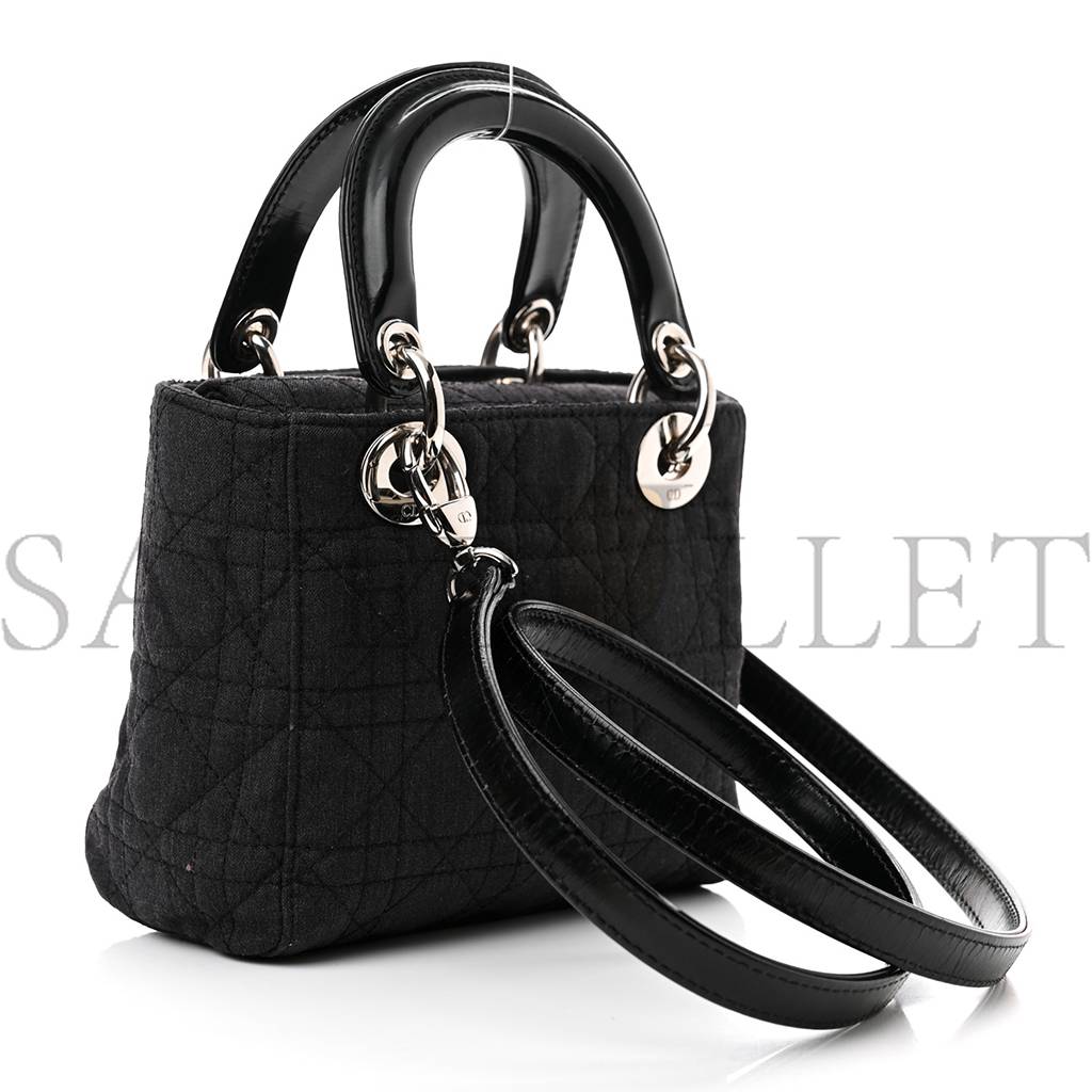 DIOR CANVAS CANNAGE MINI LADY DIOR BLACK (17*14*7cm)