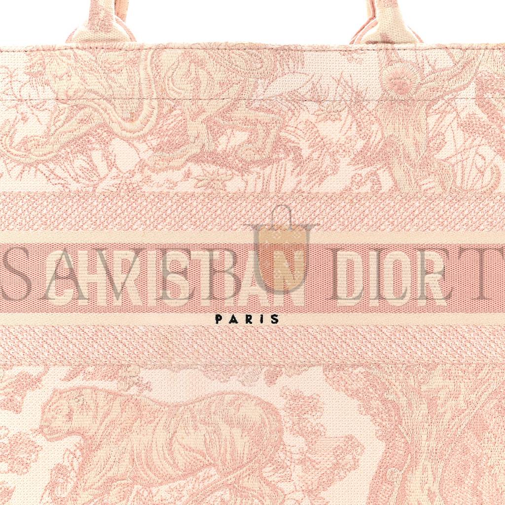 DIOR CANVAS TOILE DE JOUY EMBROIDERED MEDIUM BOOK TOTE PINK (36*27*16.5cm)