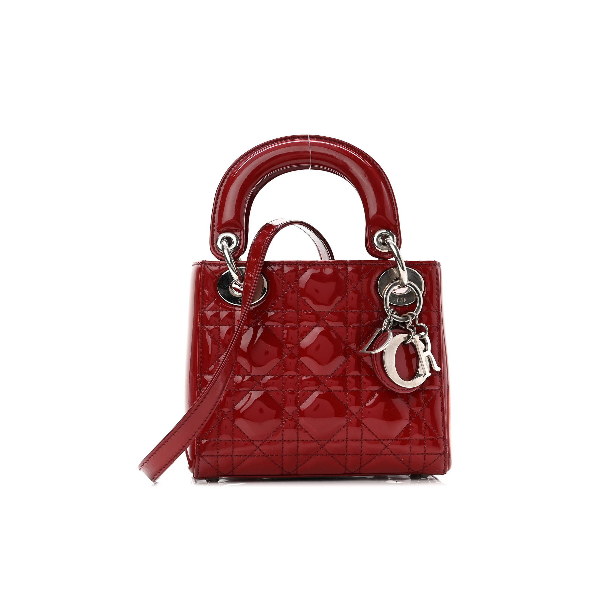DIOR PATENT CANNAGE MINI LADY DIOR RED (17*15*7cm) DIOR PATENT CANNAGE MINI LADY DIOR RED (17*15*7cm)