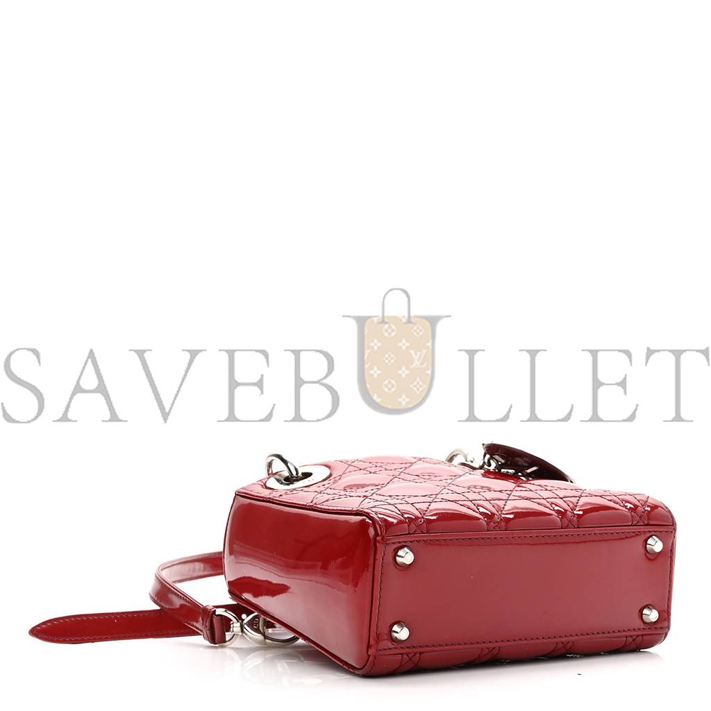 DIOR PATENT CANNAGE MINI LADY DIOR RED (17*15*7cm) DIOR PATENT CANNAGE MINI LADY DIOR RED (17*15*7cm)