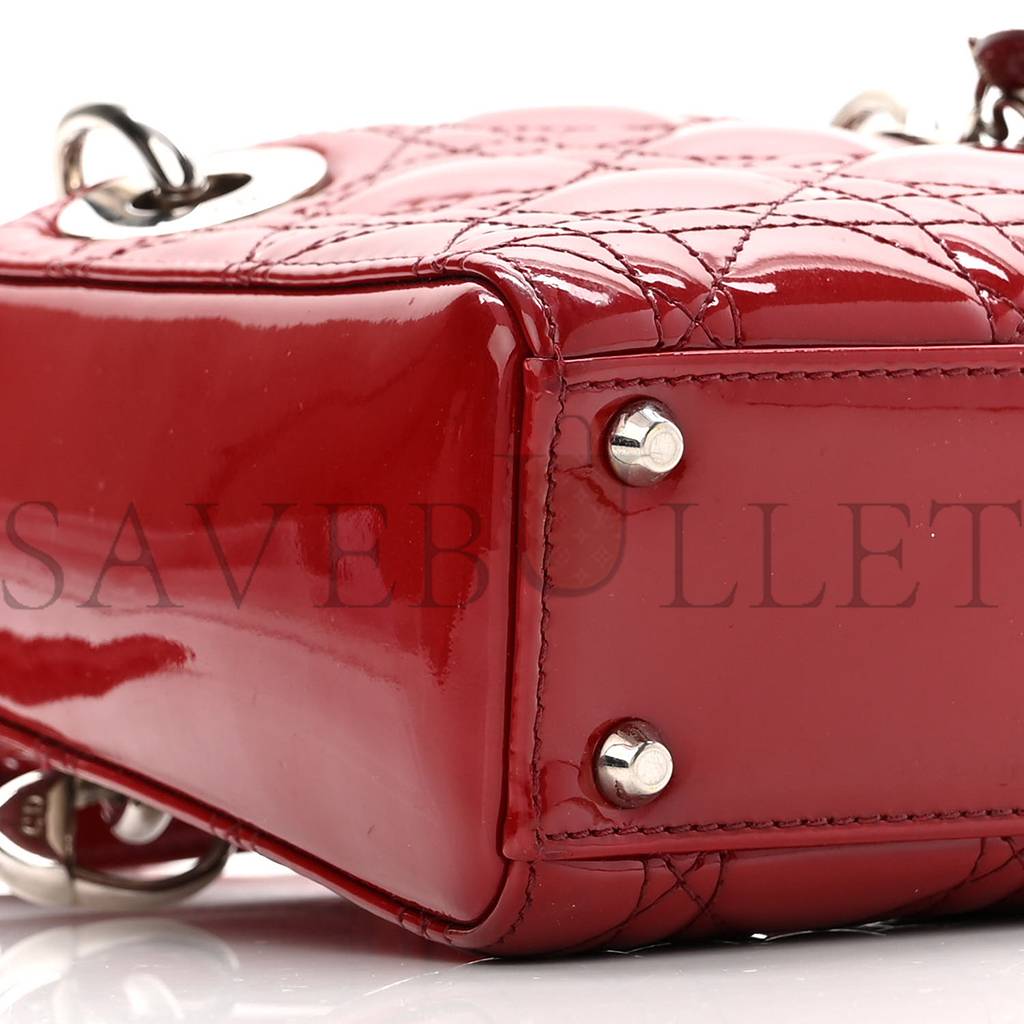 DIOR PATENT CANNAGE MINI LADY DIOR RED (17*15*7cm) DIOR PATENT CANNAGE MINI LADY DIOR RED (17*15*7cm)