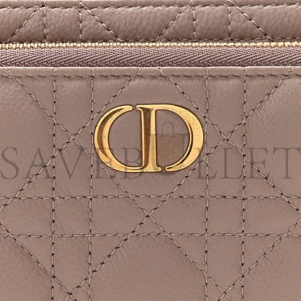 DIOR SUPPLE CALFSKIN CARO DOUBLE POUCH WARM TAUPE (19*11*7cm)