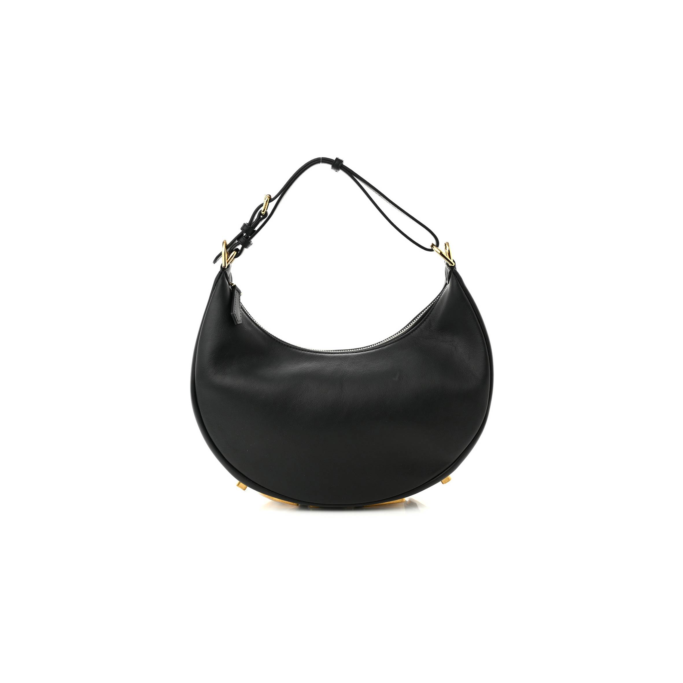 FENDI VITELLO GRACE MATTE SMALL FENDIGRAPHY HOBO BAG BLACK (28*24*9cm) FENDI VITELLO GRACE MATTE SMALL FENDIGRAPHY HOBO BAG BLACK (28*24*9cm)